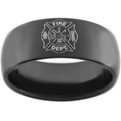 *COI Black Titanium Firefighter Dome Court Ring-JT883A