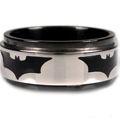 *COI Titanium Black Silver Bat Man Beveled Edges Ring-JT1905A