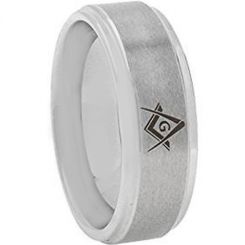 *COI Tungsten Carbide Masonic Step Edges Ring-TG3645AA