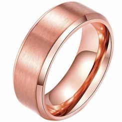 **COI Rose Titanium Polished Matt Beveled Edges Ring-5073AA