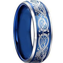 *COI Tungsten Carbide Dragon Beveled Edges Ring-TG4603