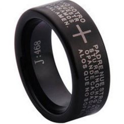 COI Black Tungsten Carbide Cross Scripture Ring-TG1097