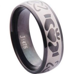COI Black Tungsten Carbide Mo Anam Cara Celtic Ring-TG1101