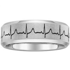 *COI Tungsten Carbide Heartbeat Step Edges Ring-TG1355