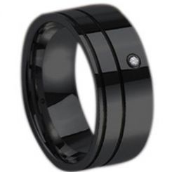 COI Black Tungsten Carbide Ring - TG1514(Size:US15)