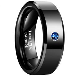 COI Tungsten Carbide Ring With Created Blue Sapphire-TG1853