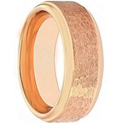 COI Rose Tungsten Carbide Hammered Step Edges Ring-TG1877AA