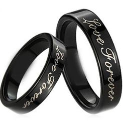 COI Black Tungsten Carbide Love Forever Pipe Cut Ring-TG1904