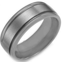 *COI Tungsten Carbide Double Grooves Ring-TG1927