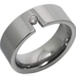 COI Tungsten Carbide Cubic Zirconia Pipe Cut Ring-TG2401A