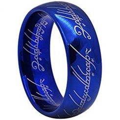*COI Blue Tungsten Carbide Lord of The Ring Dome Court Ring-TG2469