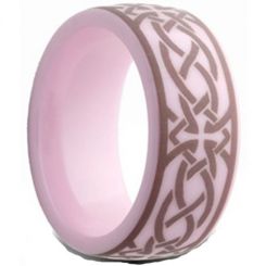 COI Pink Ceramic Cross Celtic Dome Court Ring - TG2559AA