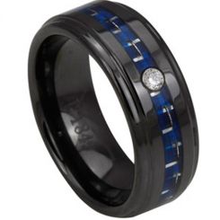COI Black Tungsten Carbide Ring - TG2791(Size:#US6)