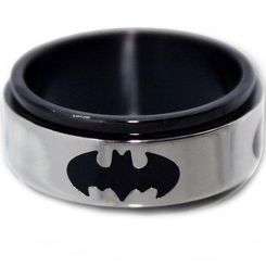 *COI Tungsten Carbide Black Silver Bat Man Ring-TG2960