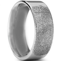COI Tungsten Carbide Custom Finger Print Pipe Cut Ring-TG3234