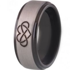 COI Tungsten Carbide Black Silver Infinity Heart Ring-TG3471