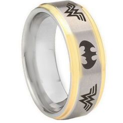 *COI Tungsten Carbide Batman & Wonder Woman Ring - TG4359