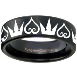 COI Black Tungsten Carbide Kingdom & Heart Ring-TG3580