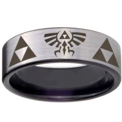 COI Tungsten Carbide Black Silver Legend of Zelda Ring-TG3647
