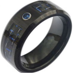 COI Black Tungsten Carbide Carbon Fiber & Zirconia Ring-TG3748