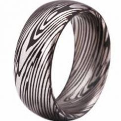 COI Black Tungsten Carbide Damascus Dome Court Ring-TG3807