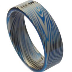 *COI Tungsten Carbide Damascus Pipe Cut Flat Ring-TG3823