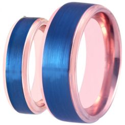 **COI Tungsten Carbide Blue Rose Beveled Edges Ring-TG3895