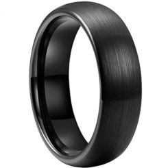 *COI Black Tungsten Carbide Dome Court Ring-3903