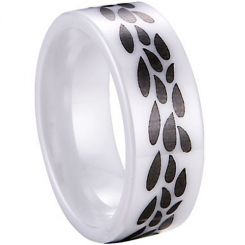 COI White Ceramic Pipe Cut Flat Ring - TG3969