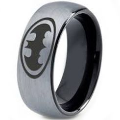 *COI Tungsten Carbide Black Silver Batman Ring-TG4006