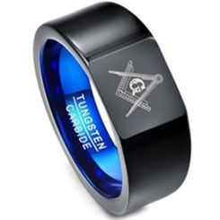 COI Tungsten Carbide Black Blue Masonic Ring-TG4385