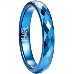 COI Blue Tungsten Carbide Faceted Ring-TG4493