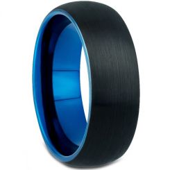 *COI Tungsten Carbide Black Blue Dome Court Ring-TG4637