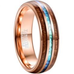 COI Rose Tungsten Carbide Crushed Opal & Wood Ring-TG4682