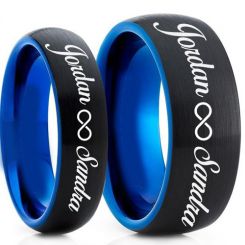 COI Tungsten Carbide Black Blue Ring With Custom Engraving-TG5017