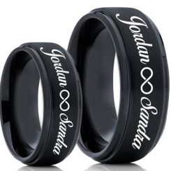 COI Black Tungsten Carbide Ring With Custom Engraving-TG5020