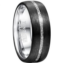 COI Tungsten Carbide Black Silver Meteorite Ring-TG5034
