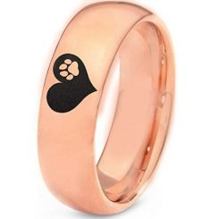 COI Rose Tungsten Carbide Heart Paws Dome Court Ring-TG5204