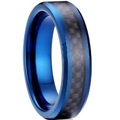 COI Blue Tungsten Carbide Carbon Fiber Beveled Edges Ring-TG4120