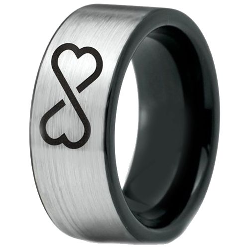 **COI Tungsten Carbide Black Silver Infinity Heart Ring-TG2720