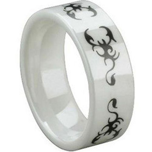 COI White Ceramic Scorpion Pipe Cut Flat Ring-TG1473