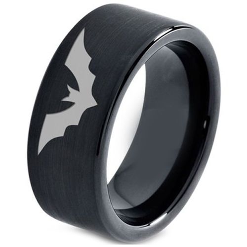 *COI Black Titanium Bat Pipe Cut Flat Ring-4661